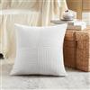 FDTERN Federe Cuscini Bianco Puro 40x40 per Divano in Velluto a Coste Moderno Morbido Motivo a Croce Decorativa Copricuscini con Cerniera Invisibile per Divano Camera da Letto