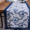 KASESSS Runner Tavola Moderno, Runner Tavola in Cotone e Lino, Runner da Tavolo Nuovo Stile Cinese, Runner Tavolo Lavabile per la Decorazione da Cucina, Sala da Pranzo, Soggiorno, Blu-Bianco 33x180 cm
