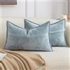 Madizz 2 Pezzi Copricuscini Decorativi a Righe, Vintage Boho, Soffici in Chenille, Lussuose Federe per Divano, Soggiorno o Camera da Letto Grigio Azzurro 30x50 cm