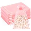 G2PLUS 100 Sacchetti Organza Rosa 13x18cm,Sacchetti Regalo in Organza | Sacchettini Confetti con Coulisse per Uso Regalo,Occasione Matrimonio,San Valentino