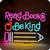 Wanxing Cartello al Neon Read Books Be Kind, Targa LED per Decorazione a Parete, Insegna al Neon Regolabile per Camera da Letto, Luce Pubblicitaria per Sala di Lettura, Aula, Festa del Libro