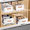 Pavlleen Cassetto Telescopico,Cassetto Scorrevole (Larghezza 25cm) Bianco | Estensibile Estraibile con pellicola adesiva,con Maniglia,Ripiani per Cassetti Estraibili per Armadio da Cucina