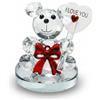 Genérico I Love You - Orso di cristallo con fiocco rosso - Orsetto da collezione in vetro sfaccettato K9 - Decorazione elegante per casa, scrivania, regalo di San Valentino, compleanno e anniversario