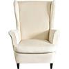 ABZDUNG Copripoltrona 1 posto con orecchie elasticizzato 2 pezzi copripoltrona velluto Fodere per poltrone a orecchioni Coprisedile per poltrona(Beige)