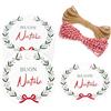 G2PLUS 100PCS Buon Natale Etichette Etichette Regalo 5X5C | Etichette Kraft Rotonde con Spago per Confezione Regalo di Natale-Bianco