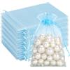 G2PLUS 100 Sacchetti Organza Azzurro 10x15cm,Sacchetti Regalo Organza | Azzurro Chiaro Sacchettini Confetti con Coulisse per Uso Regalo,Occasione Matrimonio,San Valentino