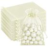 G2PLUS 100 Sacchetti Organza Beige chiaro 10x15cm,Sacchetti Regalo Organza | Sacchettini Confetti con Coulisse per Uso Regalo,Occasione Matrimonio,San Valentino