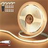 Clearhill Striscia LED COB 24V (senza alimentatore), 5M/16,4FT, bianco caldo 3000K, 320 LED/m, spina DC 5521 femmina, connettori filari rosso-nero, 8mm, IP20, decorazione interna DIY
