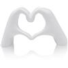 Fahibin 2Pezzi Scultura con gesto a forma di cuore, statua a forma di cuore dorata, Statua a forma di dito d'amore Bianchi en Résine 13,8 cm x 7 cm, per soggiorno, camera, ufficio