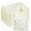 G2PLUS 100 Sacchetti Organza Beige chiaro 13x18cm,Sacchetti Regalo Organza | Sacchettini Confetti con Coulisse per Uso Regalo,Occasione Matrimonio,San Valentino