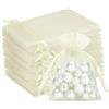 G2PLUS 100 Sacchetti Organza Beige chiaro 7x9cm,Sacchetti Regalo Organza | Sacchettini Confetti con Coulisse per Uso Regalo,Occasione Matrimonio,San Valentino