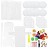Allazone 59 Pz Panno Punto Croce Bianco Panno Ricamo en Plastica, Tessuto per Ricamo a Punto Croce per Progetti di Ricamo a Punto Croce, 12 Colori Filato e all'Uncinetto Artigianato Fai-da-Te