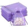 G2PLUS 100 Sacchetti Organza Violetta 7x9cm,Sacchetti Regalo in Organza | Sacchettini Confetti con Coulisse per Uso Regalo,Occasione Matrimonio,San Valentino