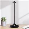 Hapfish Lampada da Tavolo Senza Fili 6000mAh Ricaricabile LED,Lampada da Comodino | Lampada in Alluminio di Moda,Luce Portatile Batteria,Dimmerabile,Impermeabile,per Ristorante Scrivania Esterno(Nero)