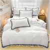 WONGS BEDDING Set copripiumino bianco con volant, 3 pezzi, con 2 federe, in morbida microfibra traspirante, 220 x 230 cm