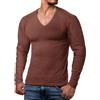 ReRock - Maglia a Manica Lunga con Scollo a V per Uomo - 9 Colori vestibilità Slim Fit in Tinta Unita - Taglia dalla S alla 3XL