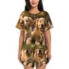 EdWal Golden Retriever Cani Cuccioli Animali Domestici Stampa Delle Donne Pigiama Set Lounge Wear Set Morbido Loungewear Manica Corta Pjs E Pantaloncini