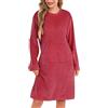 Vlazom Camicia da Notte Invernale Donna Flanella Lunga con Tascone Morbida | Flanella Morbida e Calda, Grande Tasca Ventrale Pratica, Scollo Rotondo Comodo, Disponibile in Più Colori