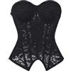 Leaomuny Corsetto Nero Halloween Donna Elegante, Top Bustier Pizzo in Mesh | Top Corsetto Cerniera Laterale Gotico Vintage Steampunk Medievale, Corsetti Pirata,Carnevale,Feste,Matrimonio,Nero,Bianco