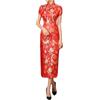 KBOPLEMQ Abito da donna cinese tubino tradizionale da donna elegante Cheongsam colletto sexy mini abito cinese Cheongsam a maniche corte Qipao broccato abito lungo abito da sera abiti da festa, P
