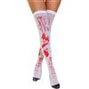 Aranmei Calze sexy di San Valentino per le donne calze autoreggenti in velluto calze autoreggenti alte calze coprenti, bianco rosso, Taglia unica