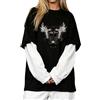 Celanisai Felpa gotica da donna Y2K, a maniche lunghe, stile Emo, Grunge Alt, vintage, streetwear, E-Girl, con stampa grafica anni '90, stile anime Academia, stile casual, P nero1, S