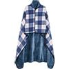 Vijamiy Poncho Donna Invernale,Mantella Pile Donna Casa Caldo Scialle con Bottoni Wrap Cape,Flanella Maglia Pile Stare al Riscaldante in Inverno M、L(Blu,L)