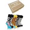 sesto senso 4 paia Calze Lunghe Divertenti in Cotone Calzini Pazzi Colorati Fantasia Donna Uomo Funny Socks