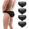 Summer Code Slip Hipster Uomo Micro Mesh Mutande Comode e Traspirante, Confezione da 4 Nero, S