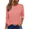 Onsoyours Maglietta Donna Manica a 3/4 Girocollo Tshirt Estiva Maglia a Maniche Tre Quarti Casual Top Basic T-Shirt con Split A Corallo L