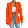 KBOPLEMQ Blazer Donna Primavera Casual Open Front Cardigan Manica Lunga Elegante Cappotto Lungo Con Tasca E Bottoni Casual Collo Scialle Da Lavoro Giacca Classica, P arancione, M