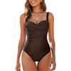 WIN.MAX Costume Intero Donna, Costume Intero con Controllo della Pancia, Costume da Bagno Taglie Forti per Donna Monokini Push-up Vintage, per Coppe da C a DD (Marrone caffè, EU42)
