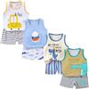 XM-Amigo 4 Completo Canottiera e Pantaloncini Bambino Maschio 3 M-7 Anni | 8 Pezzi, 100% cotone puro e morbido, motivi cartoni animati, abbigliamento estivo per casa, asilo e uscite.