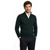 Iacobellis Maglione Uomo Pullover Lupetto Collo con Mezza Zip Misto Lana Merinos Extrafine Made in Italy L Verde