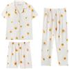 Uwdiohq Estivo da Donna A Maniche Corte con, 3 Pezzi, Taglie Forti Vestaglia di Pigiama Corto Cotone Nero Ladies Cotton Pyjamas Maglina Marca Carnevale Aperto Davanti Costume Pijama Pigiami