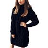KBOPLEMQ - Abito da donna elegante, in maglia, invernale, a maniche lunghe, a collo alto, aderente, mini, invernale, a tunica, in maglia, a maniche lunghe, casual, in maglia, felpa, mini abito, top
