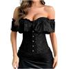 KBOPLEMQ Corsetto da donna con maniche in vita, corsetto grande seno, sexy da pirata, corpetto da pirata, corsetto, top vintage gotico, top in pizzo, con lacci, camicetta medievale, O nero., XXL