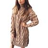 KBOPLEMQ Abito da donna Midi, a collo alto, elasticizzato, a maglia grossa, a linee, per autunno e inverno, a maglia, a maniche lunghe