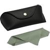 Azlanway Custodia per Occhiali in Pelle PU Morbida, Astuccio Elegante per Occhiali da Sole da Vista e da Lettura Protezione Design Compatto Con Panno Pulizia Incluso