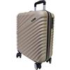 COVERI COLLECTION Trolley Rigido Bagaglio a Mano, KG 2,5, 55x40x20 cm, 37 Litri, 4 Ruote Doppie Girevoli 360°, Chiusura Combinazione, approvato dalla maggior parte delle compagnie (CHAMPAGNE)