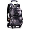 ANSIEDIO Zaino Trolley Sacchetto Zaino Scuola con 6 Ruote Sacchetto di Scuola di Rotolamento per Ragazzi e Ragazze Borsa Portatile Viaggio Bagagli (Nero)