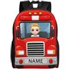 ASD Jewerly Personalizzato camion pompieri a tema zaino regalo, nome personalizzato costruzione camion ingegneria veicoli a tema stampa casual zaino borsa per laptop