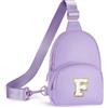 YOOLIFE Regalo di compleanno per ragazze adolescenti, borsa a tracolla con iniziale, borsa a tracolla per bambini e ragazze, regali per ragazze, figlia, sorella, nipote, Viola, F, F