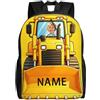 ASD Jewerly Bulldozer personalizzato a tema zaino regalo, nome personalizzato costruzione camion ingegneria veicoli a tema stampa Casual zaino per laptop borsa daypack