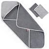 Wörner Südfrottier :Wörner Asciugamano per Neonato e Bambino con Cappuccio - 80 x 80 cm - 100% Cotone Spugna - 2 Guanti da Bagno Inclusi - Grigio
