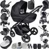Magic ZC Passeggino 4 in 1, Passeggino Trio con Spinta Reversibile a Due Vie, Trio Passeggini Neonati con Accessori, Carrozzina per Neonati Design Portatile Pieghevole Un Clic (V7 Black)