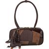 Woodland Leathers Borsa a mano da donna, borsa a tracolla in ecopelle patchwork per donne, elegante mix di pelle scamosciata e morbida toppa lavorata su borsa