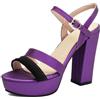 Bviennic Donna Sandals Tacco Alto a Blocco Con Plateau Moda Punta Aperta Fibbia Vestito Sandals 1076, Numero 32-44