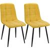 ANVOFONG Set di 2 Sedie Da Pranzo,Tessuto di Lino Traspirante,Giallo | Sedia Da Cucina Con Piedi In Metallo Nero,Sedie Imbottite Con Tessuto Di Lino,Sedia Da Camera Da Letto Salotto Soggiorno
