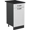 Vicco Mobiletto base cucina R-Line, Bianco country/Antracite 40 cm | Frontale in MDF · + Piano di lavoro · Piedini regolabili in altezza · 1 Anta · Liberamente combinabile